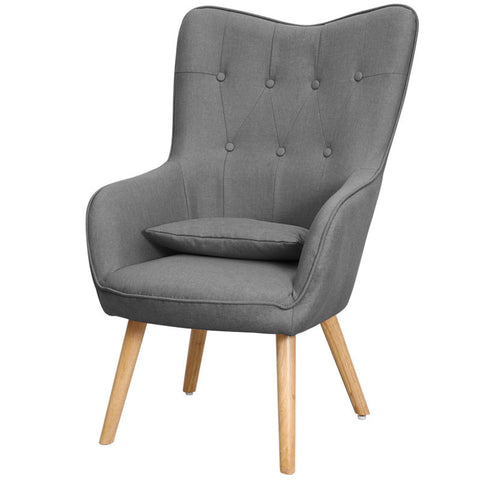 Livingandhome Classic Linen Oak Wood Legs Leisure Armchair with Cushion , JM0424