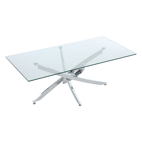 Livingandhome Modern and Futuristic Clear Glass Top Coffee End Table, ZH0798ZH0799