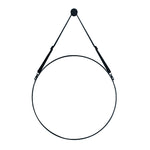 Livingandhome Retro Round Hanging Mirror with Adjustable Leather Strap, CD0327