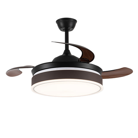 Livingandhome Modern Style Indoor Round Ceiling Fan with Light and Remote, DM0336