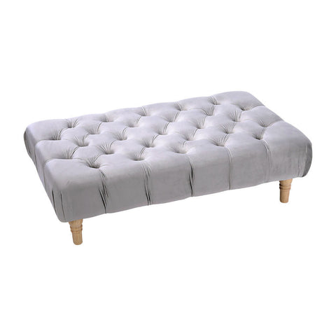 Livingandhome Vintage Button-tufted Rectangular Velvet Footstool, ZH0841
