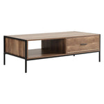 Livingandhome Rustic Coffee Table Metal Frame with Drawers, XY0064