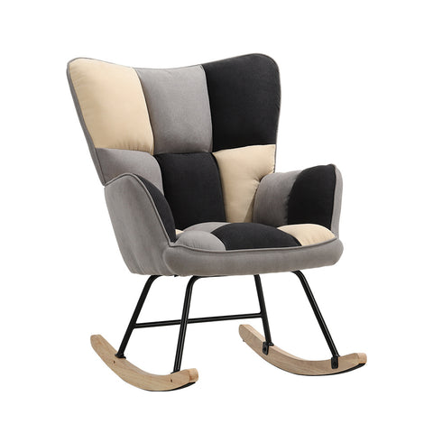 Livingandhome Tufted Linen Upholstered Rocking Chair, JM2104