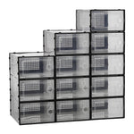 Livingandhome 12x Stackable Shoe Storage Box Organiser Black, SW0495