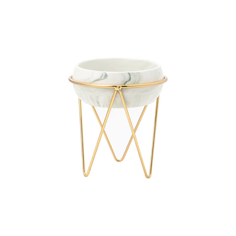 Modern Ceramic Tabletop Planter with Metal Stand, SW0131