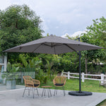 Large Square Canopy Rotating Outdoor Cantilever Parasol with Fillable Base, LG0799LG0884