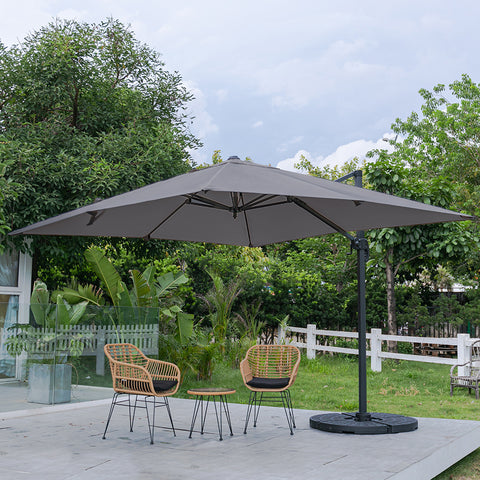 Large Square Canopy Rotating Outdoor Cantilever Parasol with Fillable Base, LG0799LG0884