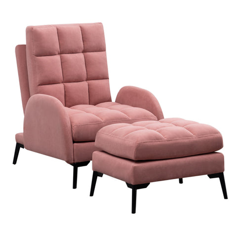 Livingandhome Leisure Recliner Armchair and Ottoman Set with Footstool Metal Legs, JM1517