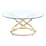 Livingandhome Tempered Glass Top Round Coffee Table for Living Room, ZH1001