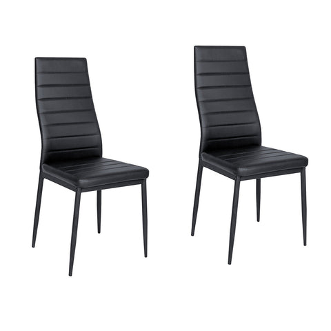 Set of 2 Modern Faux Leather Armless High Back Dining Chairs, FD240069