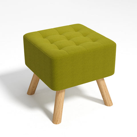Livingandhome Linen Fabric Padded Wooden Leg Footstool, ZH1064