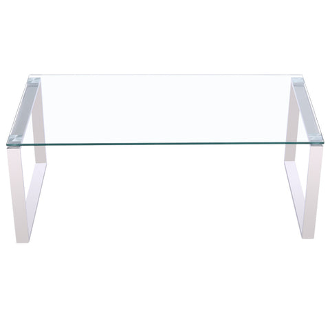 Livingandhome Modern Tempered Glass End Table with Chrome Base, ZH0863