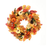 Livingandhome Fall Wreath Front Door Wreath with White Orange Pumpkins, SP2890