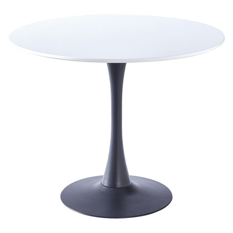 Livingandhome Modern Round Wooden Table with Metallic Base, ZH1146