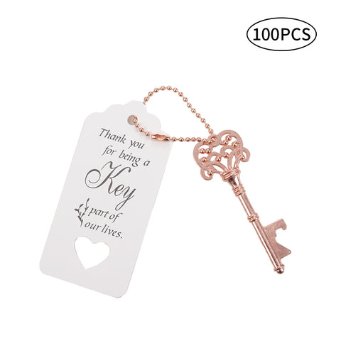 Livingandhome 100pcs Retro Key Bottle Opener with Cards, SW0481