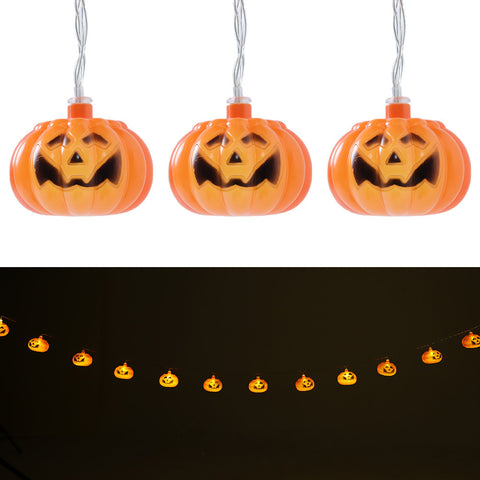 Halloween Pumpkin LED String Lights Battery Operated Decor, SW0323