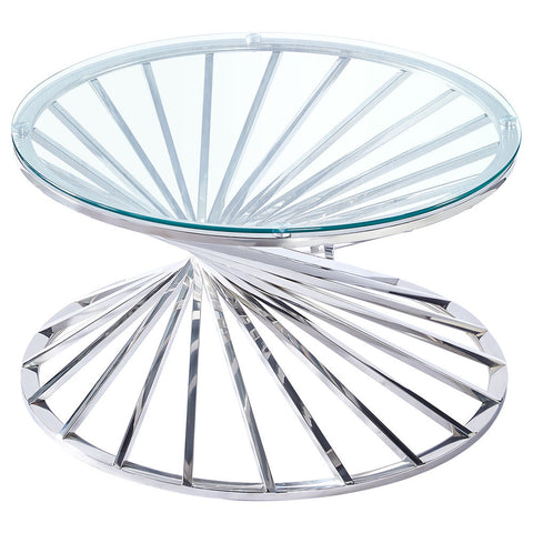 Livingandhome Luxury Round Coffee Table with Stainless Steel Base, ZH0909
