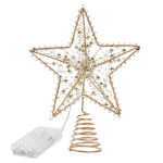Livingandhome Modern Metal Pre-Lit Star Christmas Tree Topper with Beads, CD0477