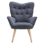 Livingandhome Buttoned Linen Armchair with Wooden Legs, JM2145