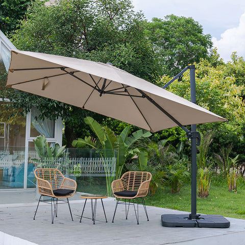 Large Square Canopy Rotating Outdoor Cantilever Parasol with Square Base, LG0797LG0533