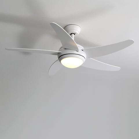 White Metal 5 Blade Ceiling Fan Light Remote, DM0175