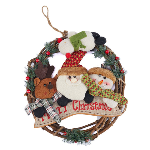 Livingandhome Christmas Santa Snowman Plush Dolls Wreath Merry Christmas, CD0491