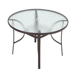 Livingandhome Tempered Glass Outdoor Coffee Table with Parasol Hole, LG0535