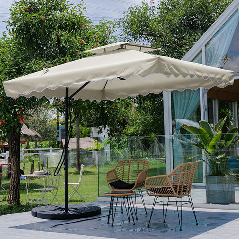 Double Top Garden Cantilever Parasol with 4-Piece Base, LG0815LG0884