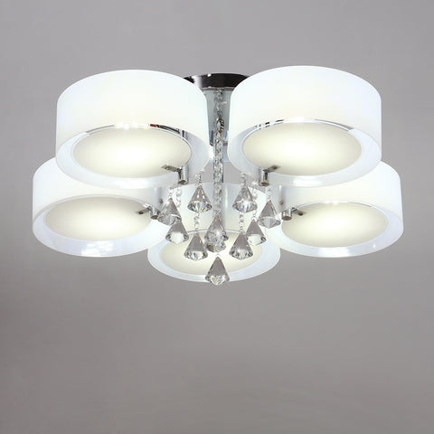 Modern Round Acrylic LED Semi Flush Mount with Crystal Accent, LG0417