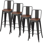 4er-Set Hoher Barhocker mit Metallgestell und Rückenlehne, FD050001 (DE)
