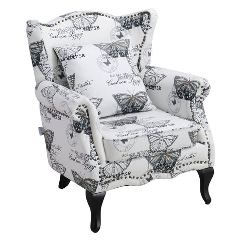 Livingandhome Retro Butterfly Wingback Studded Armchair, JM2155 (JM1394)