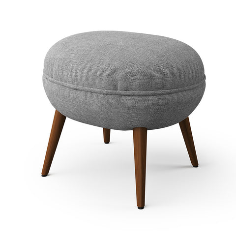 Livingandhome Linen Upholstered Oval Footstool with Wooden Legs, ZH1216