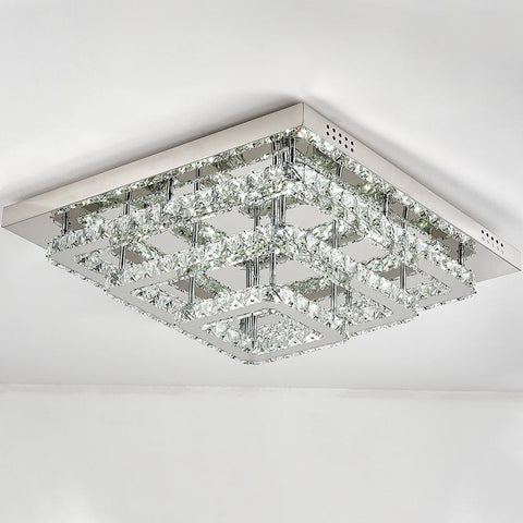 Livingandhome Square Large-size Glamourous Crystal LED Ceiling Light, LG0741