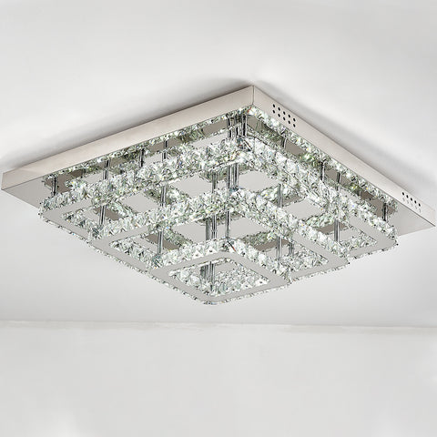 Livingandhome Square Large-size Glamourous Crystal LED Ceiling Light, LG0740