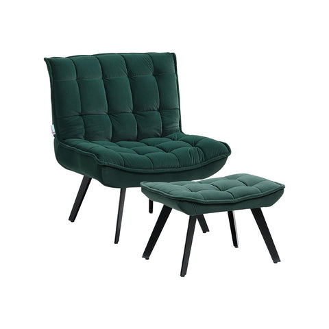 Livingandhome Minimal Comfy Chair with Footstool Set for Living Reading Room, JM2124 (JM1852)