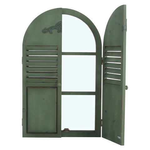 Large Retro Wall Hanging Shutter Window Mirror for Garden, MC0421