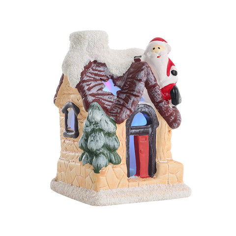 Livingandhome Lighted House with Santa Claus Christmas Ornament, WH1236