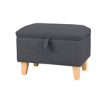 Livingandhome Linen Upholstered Storage Ottoman Footstool, ZH0246