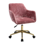 Livingandhome Velvet Upholstered Home Office Swivel Task Chair with Gold Base, JM2064