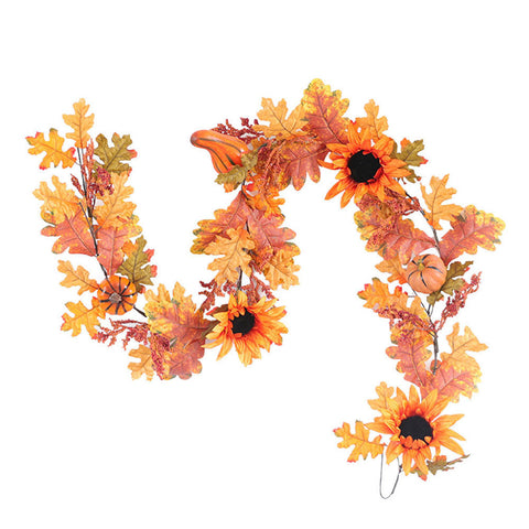 Livingandhome Sunflower Autumn Garland with Lights for Thanksgiving Decoration, SP2937