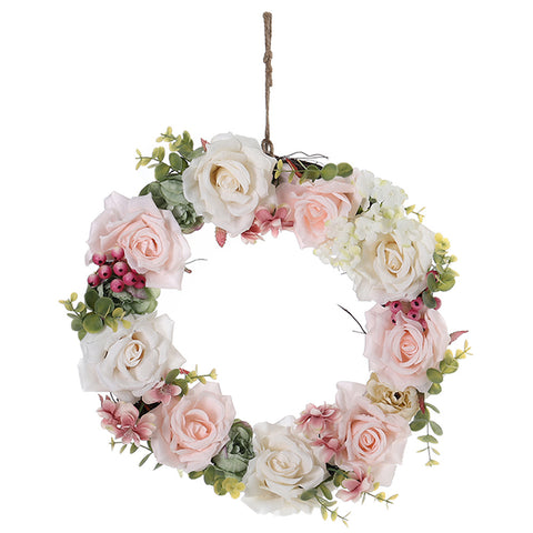 30cm Vintage Artificial Rose Wreath Hanging Floral Decoration, SP2494