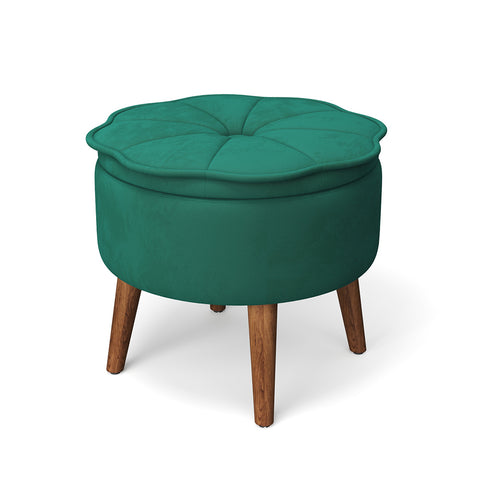 Livingandhome Modern Round Petal Velvet Storage Ottoman, ZH1212