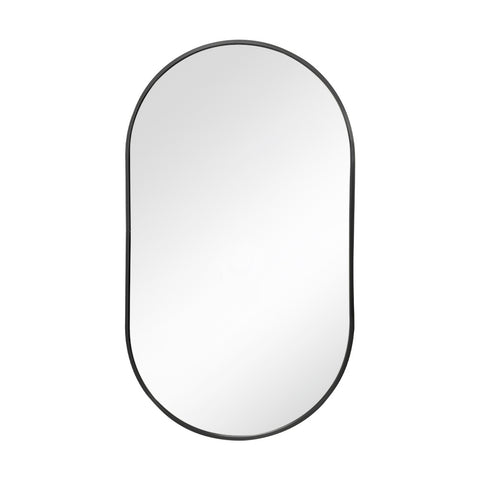Livingandhome Modern Oval Metal Wall Mirror Black, CT0132