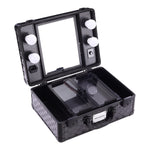 Livingandhome Makeup Travel Case Cosmetic Organizer with LED Light Mirror, DM0139