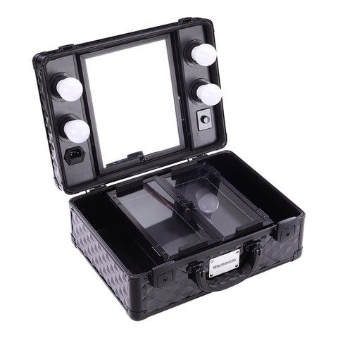 Livingandhome Makeup Travel Case Cosmetic Organizer with LED Light Mirror, DM0139