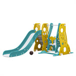 Livingandhome 4-in-1 Toddler Climber and Swing Set with Basketball Hoop Kids Swing and Slide Set for Indoor Outdoor Playground, FI0490