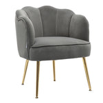 Livingandhome Casual Frosted Velvet Shell-shaped Armchair Petal Backrest with Golden Metal Legs, JM1833