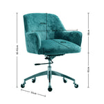 Velvet Upholstered Wheeled Swivel Office Chair, JM2084