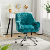 Velvet Upholstered Wheeled Swivel Office Chair, JM2084