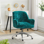 Velvet Upholstered Wheeled Swivel Office Chair, JM2085
